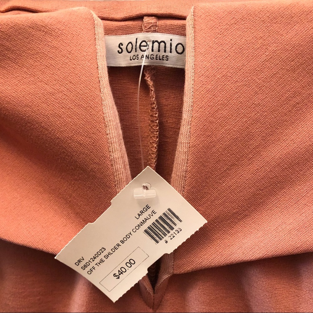 NWT Off The Shoulder Body Con Dress in Mauve - Picture 8 of 8